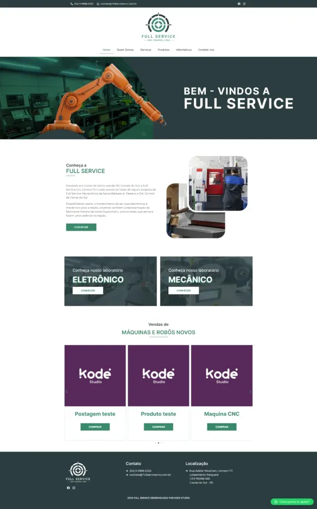 Site Institucional Full Service CNC — projeto Kode Studio